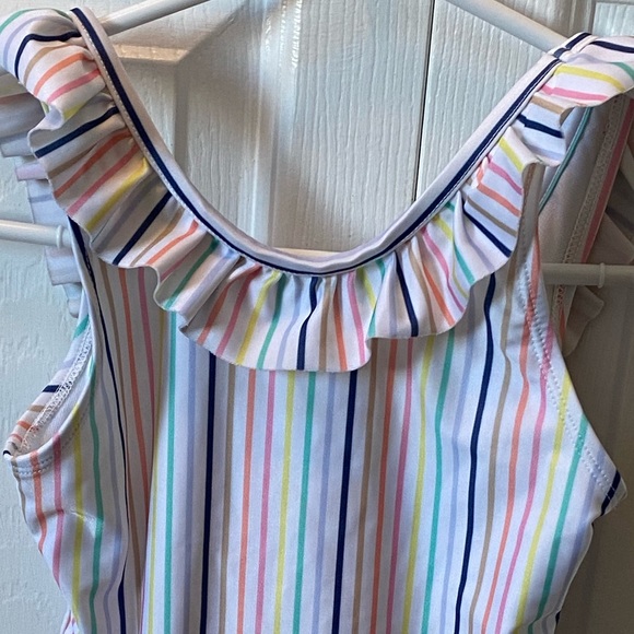 GAP Girls One-Piece Ruffle Swimsuit, Small (6), Rainbow Stripe - Picture 3 of 5